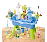 Mesa de agua para niños - Juguetes de playa sensoriales Juego de actividades | Piscina 4 en 1 con agua corriente y rociadores de bomba para deportes al aire libre y niñas de 4 a 8 años sí