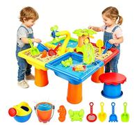 Mesa de Agua para Niños, Mesa de Arena y Agua 4 en 1, 25 Piezas Mesa Sensorial Juguetes de Verano al Aire, para Exterior, Jardín, Piscina, Regalo para niños de 3 años en adelante