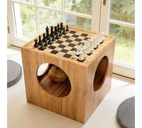 Mesa de ajedrez Multifuncional con Almacenamiento, Mesa de café de Madera | Incluye 2 Cojines Gruesos | Completa con Juego de ajedrez, tamaño 17"x17"x16"