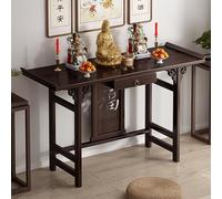 Mesa de altar budista, altar con cajones, mesa de ofrenda de meditación de estilo chino, estante de ofrenda de bambú, adecuado para oración personal y meditación (marrón) 80cm/31.5 inches