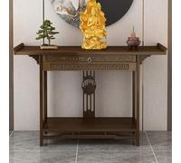 Mesa de altar budista con almacenamiento, mesa de meditación de oración de bambú, santuario personal portátil para el hogar, gabinete compacto de nicho de Buda para adoración