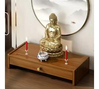 Mesa de Altar Budista de Escritorio de bambú, pequeña Mesa de Santuario para el hogar con Estante de Altar de Madera, decoración del hogar, se Utiliza para Colocar Fotos y Recuerdos. Marrón