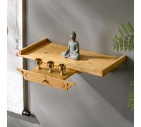 Mesa de altar budista de madera, estante de santuario de Buda tallado a mano con cajón extraíble para tributo a Pooja e incienso, decoración de meditación para el hogar