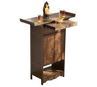 Mesa de Altar Budista para Uso Espiritual Estante de Altar con Bandeja Extraíble Mesa de Meditación con Espacio de Almacenamiento para Hogar, Oficina, Templo(Brown,80x40x120cm)
