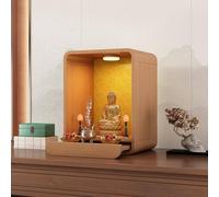 Mesa de altar budista Santuario, armario de madera con cajón y luz LED para el hogar, para Guanyin, Dios de la Riqueza