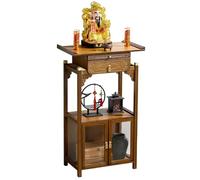Mesa de Altar con Almacenamiento Mesa de Meditación para Adoración y Ofrendas Armario de Pooja con 2 Puertas para Sala de Estar Dormitorio Estudio Oficina(100x40x110cm/39.4x15.8x39.4in)