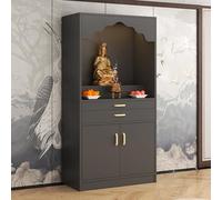 Mesa de Altar con Almacenamiento, Mueble Chino con nicho de Buda, para Incienso y oración, para Sala de Estar y Estudio(Gray,80 * 40 * 162cm)