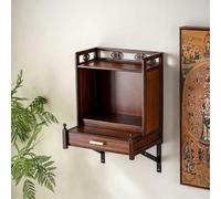 Mesa De Altar Con Estante Para Buda, Nivel De Almacenamiento Y Nicho | Para Ofrendas Budistas Con Tallado De Nubes Auspiciosas, Ideal Para Pujas E Incienso En Espacios(Without Door,Wall-Mounted)