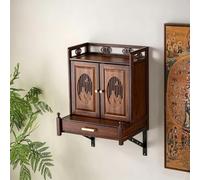 Mesa De Altar Con Estante Para Buda, Nivel De Almacenamiento Y Nicho | Para Ofrendas Budistas Con Tallado De Nubes Auspiciosas, Ideal Para Pujas E Incienso En Espacios(With Door,Wall-Mounted)