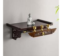 Mesa de Altar con Estatua de Buda de Pared for meditación y puja, repisa for ofrendas de Incienso, ofrenda Budista de Incienso.(Walnut,80x30cm/31.4x11.8in)