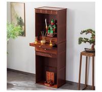 Mesa de altar de bambú con almacenamiento para el hogar, armario para rituales espirituales, mesa de meditación con puerta, altar budista para sala de estar, rojo, 60 * 37 * 172 cm / 23 * 14 * 67 pulg