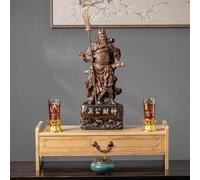 Mesa de altar de bambú de 2 niveles con cajón para meditación espiritual y oración, armario de santuario de estilo oriental con almacenamiento superior para sala de estar