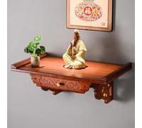 Mesa de Altar de bambú montada en la Pared, pequeña Mesa Budista con Der, Mueble para Colocar la Imagen del Dios de la Riqueza en el Santuario para oraciones Divinat (L23.6 /60cm, A)