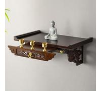 Mesa de Altar de bambú para Montaje en Pared, pequeña Mesa Budista con Der, Mueble para Colocar la Imagen del Dios de la Riqueza y Las oraciones Divinat (L19.7 /50cm, Negro)