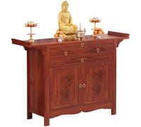 Mesa de altar de bambú, soporte de santuario personal con almacenamiento, mesa de meditación de oración para el hogar, gabinete budista chino para sala de estar