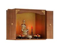 Mesa de Altar de Buda de Pared con Almacenamiento, Estante de Santuario Personal Chino for meditación, nichos de Altar de Madera de Pared con Soporte(Brown,50cm)