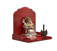 Mesa de Altar de Buda de Pared, Estante de meditación de Madera, Estilo Chino, Santuario de Guan Gong, Dios de la Riqueza, nicho de oración, exhibición de Incienso(Rot,36x30x30cm)