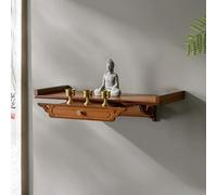 Mesa de altar de Buda montada en la pared con cajón, pequeña mesa de meditación para rituales, nicho de oración de bambú para espacios pequeños