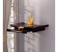Mesa de altar de Buda montada en la pared con soporte oculto, mesa de oración de madera maciza con cajón para exhibición del hogar, 35 x 25 x 6,5 cm