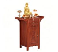 Mesa de Altar de Madera Maciza con cajón y Armario Armario Santuario Budista Tallado con Loto Mesa de ofrenda para oración en casa para Estatua de Buda meditación Culto