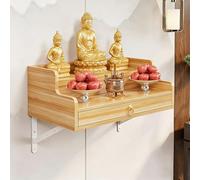 Mesa de altar de madera maciza montada en la pared con cajón, armario budista para tributo de incienso Pooja, decoración del hogar