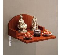 Mesa de altar de madera montada en la pared para meditación, estante de doble capa para decoración del hogar, sala de estar, oficina, Dios de la riqueza, arte chino