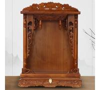 Mesa de altar de meditación budista tallada en madera con panel extraíble, soporte de exhibición de estatua de Buda para incienso Pooja tributo