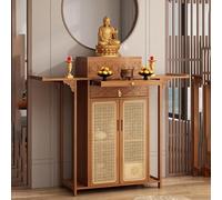 Mesa de altar de meditación con gabinete de altar de almacenamiento, mesa de altar de santuario personal, nicho de Buda, gabinete chino con almacenamiento(Brown,160x40x101cm/63x15.7x39.8in)