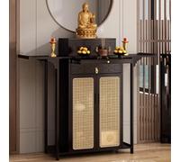 Mesa de altar de meditación con gabinete de altar de almacenamiento, mesa de altar de santuario personal, nicho de Buda, gabinete chino con almacenamiento(Black Walnut,160x40x101cm/63x15.7x39.8in)