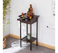 Mesa de altar de meditación con placa retráctil y almacenamiento para templos de santuarios, decoración espiritual del hogar