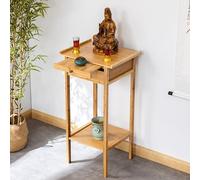 Mesa de altar de meditación con placa retráctil y almacenamiento para templos de santuarios, decoración espiritual del hogar