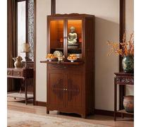 Mesa de altar de meditación de bambú con cajón de almacenamiento, pedestal quemador de incienso para oraciones y adivinación, gabinete chino compacto