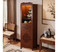 Mesa de altar de meditación de bambú con cajón de almacenamiento, pedestal quemador de incienso para oraciones y adivinación, gabinete chino compacto