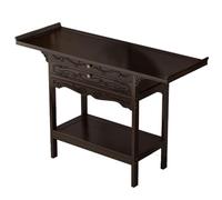 Mesa de altar de meditación de bambú con gabinete chino del Dios de la Riqueza y santuario personal grueso de gran capacidad de carga para atención plena (19.7 x 39.4 x 13 pulgadas)