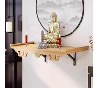 Mesa de altar de meditación de madera, estante de Buda montado en la pared, soporte de oración de santuario budista de bambú, mesa de tributo de incienso