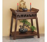 Mesa de altar de meditación de madera maciza con estatua de Guan Gong, ideal para oración en casa, ofrenda e incienso, perfecto tributo budista y estante de puja