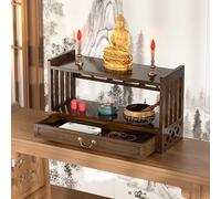 Mesa de altar de meditación, mesa Puja con cajón, gabinete de nicho de Buda, estante de altar para estatua de Buda, estantería o estante para juegos de té, soporte para computadora