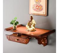 Mesa de altar de meditación montada en la pared con almacenamiento, santuario personal para estatua de Buda, mesa Puja para oración espiritual y relajación