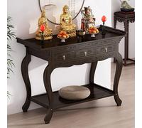 Mesa de altar de oración budista con cajón, armario de mesa auxiliar para meditación, soporte de ofrenda Puja, santuario personal y altar de estilo chino de nicho de Buda (140 cm)