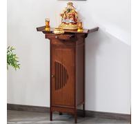 Mesa de altar de oración de bambú con placa retráctil para culto budista en casa