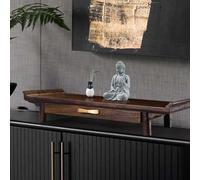 Mesa de altar de palisandro para santuario doméstico, moderna mesa de oración budista china con cajón, robusta mesa de meditación de madera para sala de estar y recibidor (nogal, 58 cm/22,8 pulgadas)