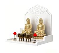 Mesa de Altar de Pared para Buda Diseño Escalonado y Reforzado Repisa de Exhibición Montada en Pared Duradero y Resistente Soporte para Estatua de Buda para Meditación y Ofrendas(White,36cm)