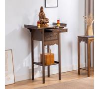 Mesa de altar de santuario chino con almacenamiento, gabinete personal de nicho de Buda, pedestal de quemador de incienso de madera para adoración en casa