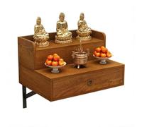 Mesa de altar montada en la pared con cajón para incienso y meditación, soporte de santuario de oración de madera maciza con almacenamiento, decoración del hogar que ahorra espacio