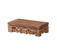 Mesa de altar pequeña de madera de wengué natural hecha a mano con base tallada para sala de estar, oficina o casa de té, 15 x 9 cm