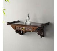 Mesa de altar pequeña montada en la pared para meditación y puja, pedestal de Buda para ofrendas de incienso, rituales espirituales del hogar
