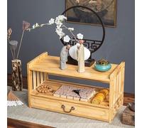 Mesa de altar puja espiritual de 3 niveles con cajón, mesa de centro de meditación de estilo oriental para sala de estar, bambú natural