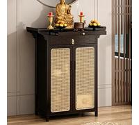 Mesa de altar santuario chino con almacenamiento, estante de exhibición budista, puerta de ratán de plástico y cajones, para altares y templos ancestrales, 120 cm