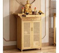 Mesa de altar santuario chino con almacenamiento, estante de exhibición budista, puerta de ratán de plástico y cajones, para altares y templos ancestrales, 120 cm