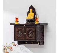 Mesa de altar santuario montada en la pared, estante de altar budista chino, soporte de bambú para meditación de Buda, no requiere instalación, para sala de estar y oficina
